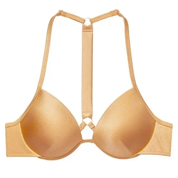 Victorias Secret Swim Shine Strap Full Coverage Push Up Bikini top Gold - Picture 2 of 4